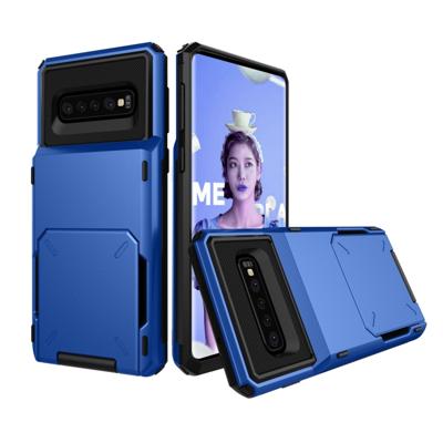 Schokbestendig TPU + PC beschermende case voor Galaxy S10 met kaartsleuf (blauw)