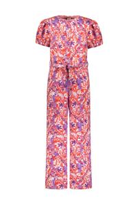 B.Nosy zomer jumpsuit meisjes - rood/paars AOP - riem - Pallas