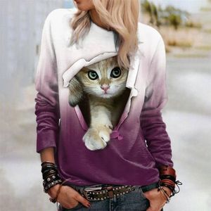 Loose Cat Crew Neck Casual Sweatshirt