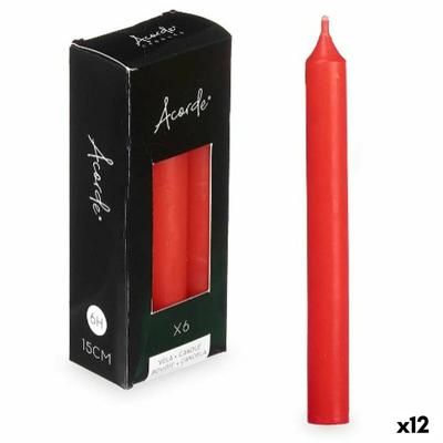 Kaarsenset Rood 2 x 2 x 15 cm (12 Stuks)