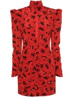 Alessandra Rich robe courte en soie à fleurs - Rouge - thumbnail