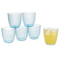 Gerimport Waterglazen / drinkglazen Lively Blue - 6x stuks - blauw - 290 ml