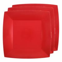 Santex Verjaardag feest bordjes - rood - 10x stuks - karton - 23 cm - vierkant