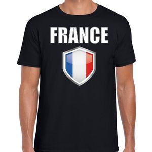 Frankrijk fun/ supporter t-shirt heren met Franse vlag in vlaggenschild 2XL  -