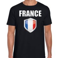 Frankrijk fun/ supporter t-shirt heren met Franse vlag in vlaggenschild 2XL  - - thumbnail