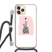 Zwart-wit cactus: iPhone 11 Pro Max Transparant Hoesje met koord