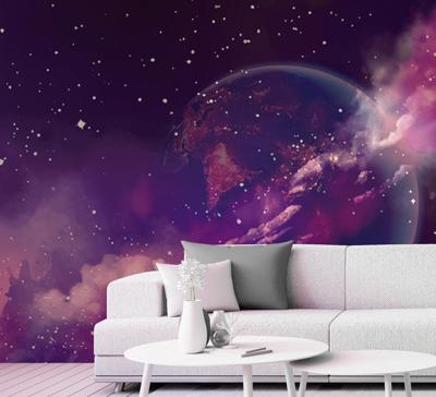 Fotobehang eetkamer aarde in de roze ruimte