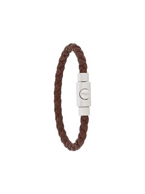 Ferragamo bracelet tressé à logo embossé - Marron