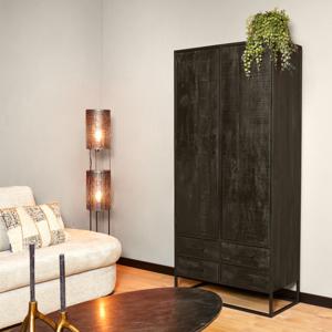 Kabinet Denver Black | Mangohout en staal | 90 cm STF-8702