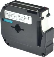 Huismerk Label Tape voor Brother M-K231 | 12 mm x 8 m | Zwart op Wit - 1 stuk