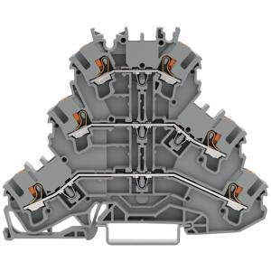 WAGO 2202-3201 Doorgangsklem 3-etages Cage Clamp-aansluiting Grijs 50 stuk(s)