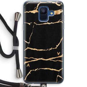 Gouden marmer: Samsung Galaxy A6 (2018) Transparant Hoesje met koord