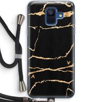 Gouden marmer: Samsung Galaxy A6 (2018) Transparant Hoesje met koord