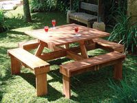 Hardhouten picknicktafel vierkant- - Hardhout- Tuindeco