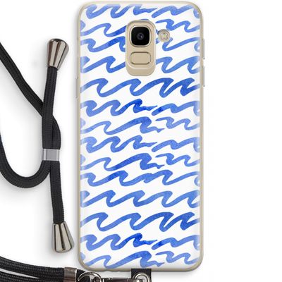 Blauwe golven: Samsung Galaxy J6 (2018) Transparant Hoesje met koord