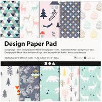 Design papierblok, vel 15,2x15,2 cm, 120 gr, lichtgroen, roze, wit, 50 vel/ 1 doos