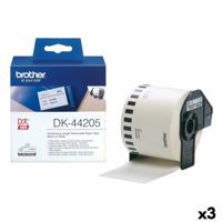 Printerlabels Brother DK-44205 62 mm x 30,48 m Zwart/Wit (3 Stuks)