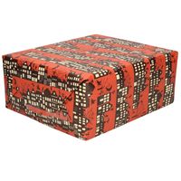 3x Rollen Sinterklaas inpakpapier/cadeaupapier donkerrood 2,5 x 0,7 meter - thumbnail