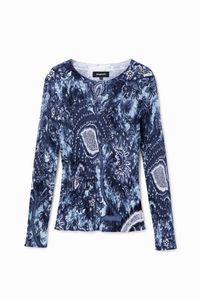 Trui met grote bloemenprint - BLUE - XS