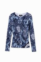 Trui met grote bloemenprint - BLUE - XS