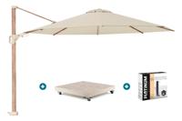 Platinum Challenger parasol Premium T2 3.5 - Champagne Teak + vulbare voet + hoes