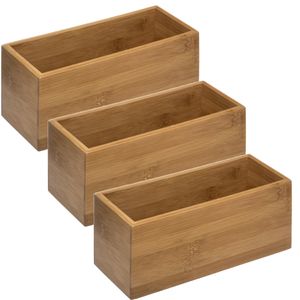 Set van 3x stuks sieraden/make-up houder/box rechthoek 23 x 9,5 cm van bamboe hout