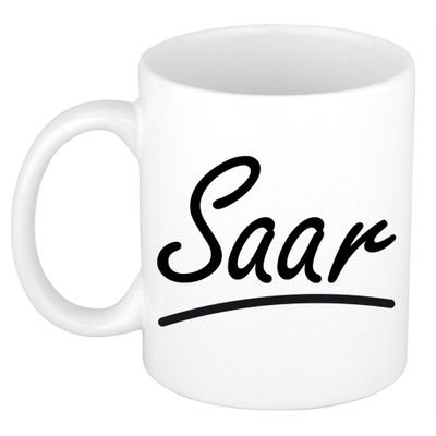 Naam cadeau mok / beker Saar met sierlijke letters 300 ml