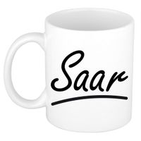 Naam cadeau mok / beker Saar met sierlijke letters 300 ml