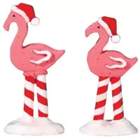 Lemax pink flamingos s/2 kerstdorp accessoire Sugar &apos;N&apos; Spice 2017
