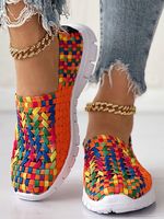 Breathable Colorblock Braided Slip-on Sneakers