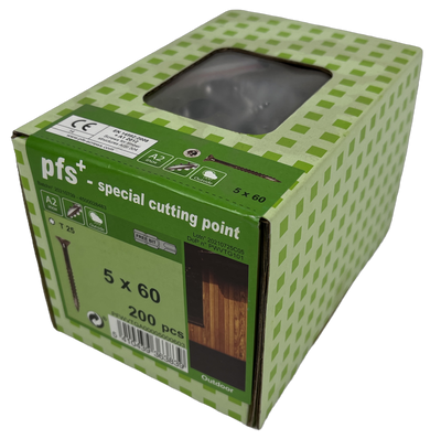 pgb-Europe PFS+ | RVS Spaanplaatschroef PFS+ VZK-T Ø 5,0x60 A2 - 200 stuks - PFWVTGA00005000603