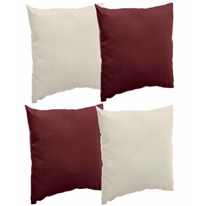 Bank/sier/tuin kussens voor binnen/buiten set 4x stuks beige/bordeaux rood 40 x 40 cm