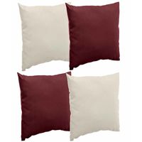 Bank/sier/tuin kussens voor binnen/buiten set 4x stuks beige/bordeaux rood 40 x 40 cm