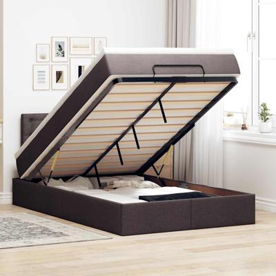 Ottoman bed met matras en LED's 120x190 cm stof donkerbruin