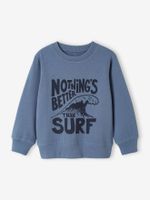 Jongenssweater Basics met grafische motieven grijsblauw - thumbnail