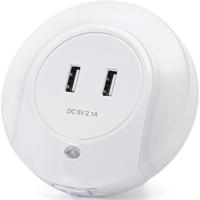 USB Oplaadbare Nachtlamp met Sensor - 0.4W Warm Wit - Mat Witte Stekkerlamp