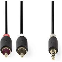Stereo audiokabel | 3,5 mm male - 2x RCA male | 10 m | Antraciet - thumbnail
