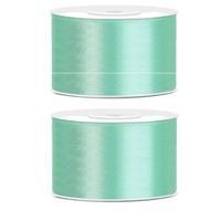 2x Hobby/decoratie mint groen satijnen sierlinten 3,8 cm/38 mm x 25 meter