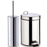Zeller Badkamer/toilet accessoires - WC-borstel/pedaalemmer 3L- zilver - Toiletaccessoireset