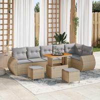 Tuinbankenset 9 pcs Beige poly rattan