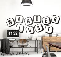 Tienerkamer muursticker Wanderlust scrabble