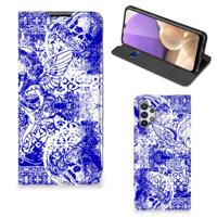 Mobiel BookCase Samsung Galaxy A32 5G Angel Skull Blauw