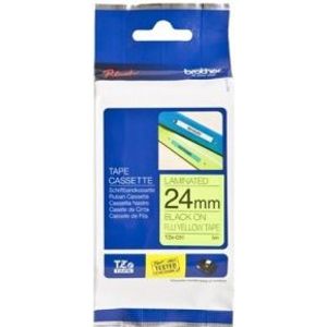 Brother Gloss Laminated Labelling Tape - 24mm, Black/Yellow