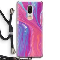 Paarse stroom: OnePlus 6 Transparant Hoesje met koord