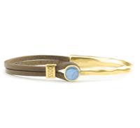 Qoss Taupe Armband Coco Hemelsblauw | Goud - Maat L