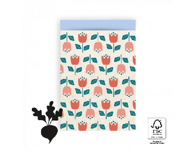 House Of Products Cadeauzakjes - tulips - sky blue - 17x25cm - 200st