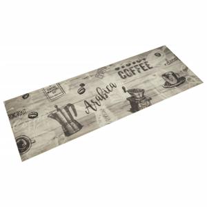 VidaXL Keukenmat wasbaar koffieprint 60x180 cm fluweel grijs