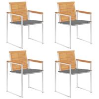Tuinstoelen 4 st met kussens massief teakhout