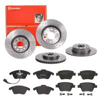 Remmenset, remschijf BREMBO, Remschijftype: Geperforeerd, Inbouwplaats: Achteras: , u.a. für Skoda, VW, Audi, Seat