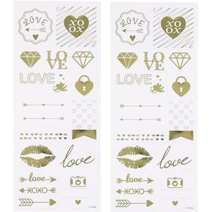 Hobby stickers - Love - 28x - goud - vel 10 x 24 cm - liefde - valentijn